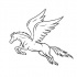 Simples linha preta voando pegasus tatuagem design