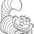 Simple black-line smiling cheshire cat tattoo design