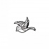 Simple black-line sparrow flying left tattoo design