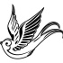 Simple black flying bird tattoo design