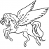 Lineart preto simples que voa o projeto do tatuagem de pegasus