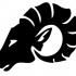 Simple black ram head in profile tattoo design