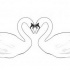 Simple blak-contour swan couple tattoo design