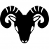 Simple full-black ram head tattoo design