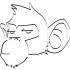 Simple indifferent outline chimpanzee head tattoo design