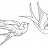 Simple outline flying sparrows tattoo design
