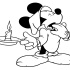 Sleepy outline Mickey Mouse keeping shining candle tattoo design
