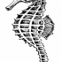 Slim black-and-white seahorse tattoo design