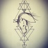 Small horse head on geometric drawings tattoo design