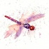 Small purple watercolor flying dragonfly tattoo design