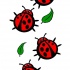Small red-and-black ladybugs and green falling leaves tattoo design
