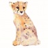 Small watercolor sitting cheetah baby tattoo design