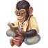 Smart colorful reading chimpanzee tattoo design by Matthew Finger Art