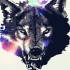 Snarling wolf head with multiolor shine tattoo design