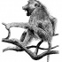 Splendid black-and-white crying baboon sitting on branches tattoo design