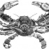 Splendid black-and-white mechanical crab tattoo design
