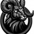 Splendid black ram portrait in cirkle tattoo design