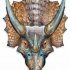 Splendid colored dinosaur head with strong horns tattoo design