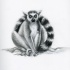 Splendid grey-ink sitting lemur tattoo design by Rebekahlynn