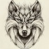 Splendid grey-pencil wolf portrait tattoo design