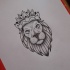 Splendid grey dotwork lion in crown tattoo design