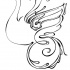 Splendid outline swan with curly wings and tail tattoo design