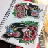 Splendid traditional panther muzzles with roses tattoo design