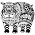 Splendid uncolored patterned hippo tattoo design