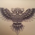 Splengig grey open-winged owl tattoo design