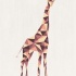 Standing geometric giraffe in brown colors tattoo design