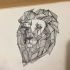 Static geometric lion portrait tattoo design