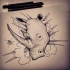 Static rhino head on cloudy background tattoo design