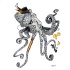 Steampunk octopus in hat smoking a tobacco pipe tattoo design