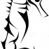Stilyzed black-ink seahorse silhouette tattoo design