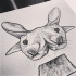 Strange grey-ink reflected rabbit head tattoo design