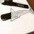 Striped whale entering into 3D triangle tattoo design