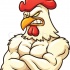 Strong muscular rooster showing his teeth tattoo design