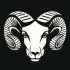 Strong white-ink ram head tattoo design
