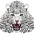 Super black-and-white leopard with yellow eyes tattoo design