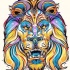 Super blue-and-yellow striped wild animal portrait tattoo design