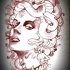 Design de tatuagem de retrato de medusa gorgona Super borgonha-tinta
