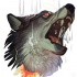 Super burning wolf head with mad eyes tattoo design