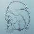 Super dotwork squirrel looking on tiny growing leaf tattoo design