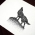 Super dotwork wolf howling on the hill tattoo design