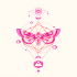 Super pink-ink moth with symmetrical geometric drawings tattoo design