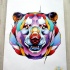Super rainbow-color bear head tattoo design