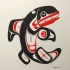 Super red-and-black maori whale tattoo design