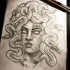 Super tradicional tinta cinza cego medusa gorgona tatuagem design