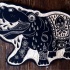 Super white-ink hippo with pretty ornament tattoo design