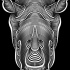 Super white-line rhino face tattoo design